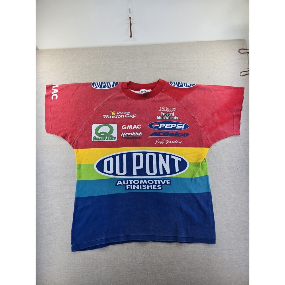 Vintage Jeff Gordon 24 NASCAR Rainbow Dupont Chase Authentics T Shirt L USA